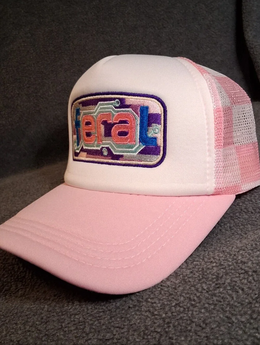 Feral Pink and White Trucker Hat